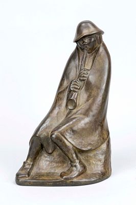 Ernst Barlach (1879–1938), after, “Flute Player,” reproduction for “ars mundi,” bronze 