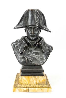 Signed Baril, 19th-century French sculptor, large bust of Napoleon I, bronze, dark patina with 