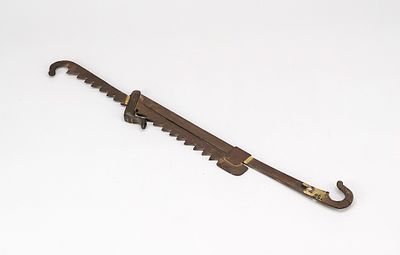 Fireplace saw, kettle hook, or for oil lamps, 19th century or older, brass, adjustable to 