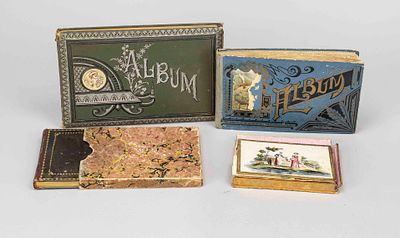 4 autograph books/poetry albums, 19th century. 1 x box (bumped) containing approx. 40 slips of 