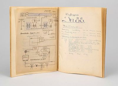 Aviation book, 1st half of the 20th century. Notebook, likely belonging to a student or teacher 