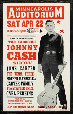 Concert poster for Johnny Cash at the Minneapolis Auditorium, USA, 2nd half of the 20th century 
