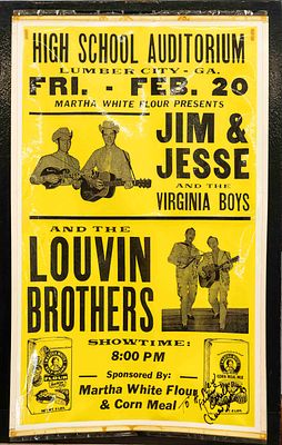 Concert poster “Jim & Jesse and the Virginia Boys and the Louvin Brothers” High School 