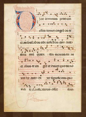 Antiphonary music sheet, France, c. 1450, manuscript on parchment, large decorated initial in 