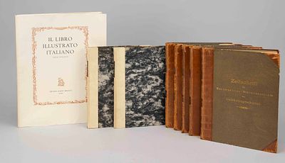 8 books on the subject of bookplates and bibliography, 19th/20th century. 2 x “Zeitschrift f&uuml;r 