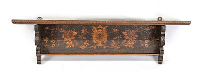 Wall shelf, 20th century, wood. Ornamentally designed, gracefully curved sides, worn, 27 x 100 