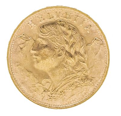 Gold coin 20 Francs "Vreneli," Switzerland 1930 B, diameter 21 mm, weight approx. 6.5 g