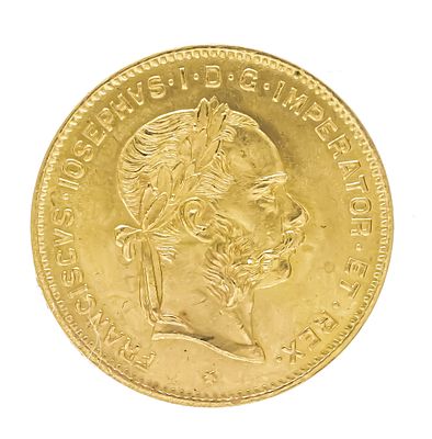 Gold coin 10 francs or 4 florins, Austria-Hungary, Franz Joseph I 1892, diameter 19 mm, weight 
