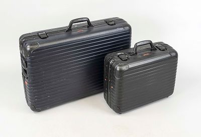 Rimowa, set of 2 vintage suitcases, lightweight black polycarbonate with a matte finish 