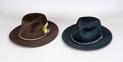 Stetson, 2 VitaFelt hats, 100% wool, waterproof and crushable, one model in dark brown with 