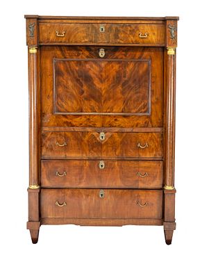 Biedermeier standing secretary, early 19th century, mahogany, straight body with four drawers 