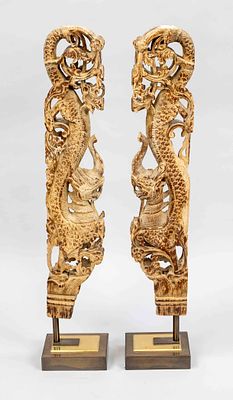 Pair of carvings, South India (Tamil Nadu), probably 19th century, wood. These are likely 