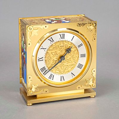 Imhof - Table clock, Ref. 76-19677, circa 1975, solid gold-plated brass, polished and with a 