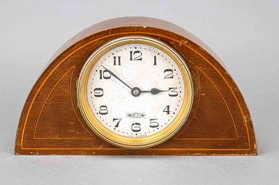 Mahogany table clock with inlays, circa 1920, marked “La Pendule B.P. Electrique made in France 