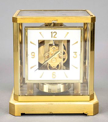 Atmos table clock by Jaeger-LeCoultre, circa 1970 with Cal. 526, gilded with a glass dome 