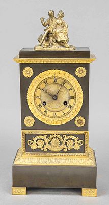 Empire - table clock, 1st half of the 19th century, fire-gilded bronze, partially burnished 