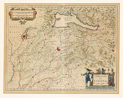 Historical map of Verona and the surrounding area, ''Territorio di Verona'', with Lake Garda at 