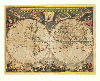 Rare 17th-century world map -- ''Nova et Accuratissima Totius Terrarum Orbis Tabula Auctore 