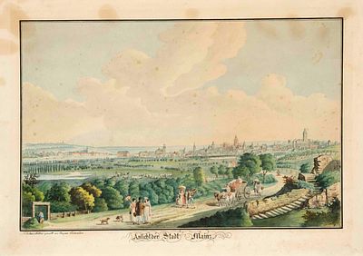 Caspar Schneider (1753–1839), “View of the City of Mainz,” watercolor on handmade paper, signed 