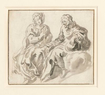 Italian artist, first half of the 18th century, Christ and Mary seated on a cloud bench in 