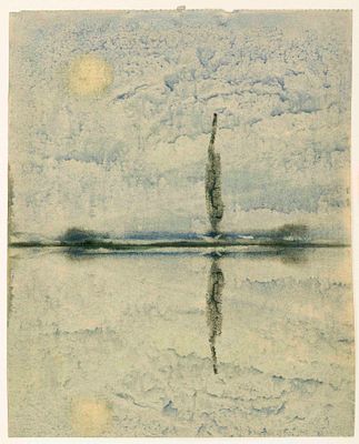 Interesting album with approx. 75 drawings, gouaches, and watercolors by various artists from 