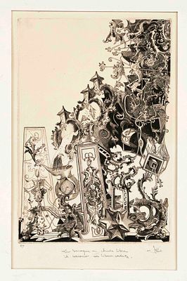 Signed Jo&euml;l, unknown graphic artist, 2nd half of the 20th century, “Le baroque en chute libre,” 