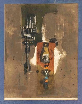 Johnny Friedl&auml;nder (1912–1992), abstract composition, large color aquatint etching; Friedl&auml;nder 