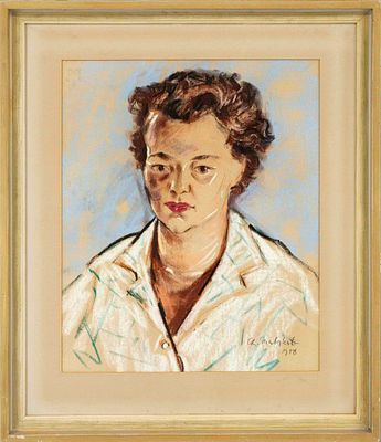 Lothar Malskat (1913–1988), German painter and art forger, portrait of a woman, pastel on paper 