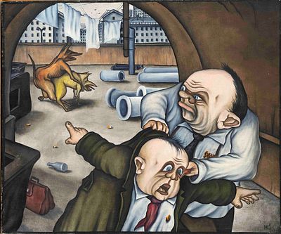 I. Sergeev, Russian artist of the late 20th century, whimsical, surreal composition featuring 