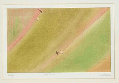 Unknown artist, circa 1980, series of 4 monotypes, each indistinctly hand-signed and dated 1981 