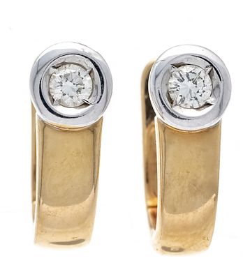 Brilliant clip-on earrings GG/WG 585/000 with 2 brilliant-cut diamonds, total 0.20 ct, light 