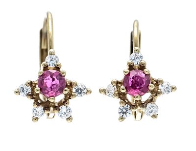 Ruby-diamond stud earrings GG 333/000 with 2 round-faceted rubies 2.9 mm and 10 brilliant-cut 