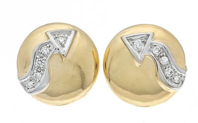 Bouton diamond stud earrings GG/WG 585/000 with 10 brilliant-cut diamonds, total 0.10 ct W/SI 