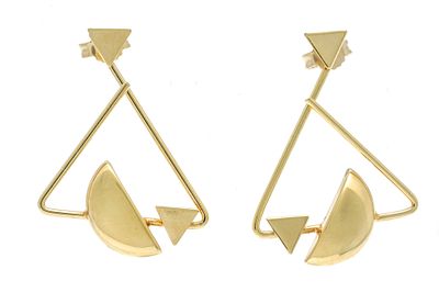 Geometric design stud earrings GG 333/000 in triangle shape, L. 29 mm, 2.6 g