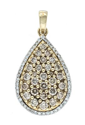 Brilliant-cut pendant GG/WG 375/000 with 26 brilliant-cut diamonds, total 0.78 ct, tinted/VS-SI 