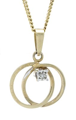 Diamond pendant GG/WG 585/000 with one octagonal diamond 0.01 ct W/SI, L. 24 mm, on a GG 