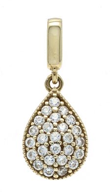 Pav&eacute; pendant GG 585/000 with 26 pav&eacute;-set round-faceted white gemstones 1.1 mm, L. 17 mm, 0.9 g