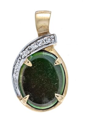 Ammolite and diamond pendant GG 375/000 with an oval ammolite doublet 8.5 x 7 mm, 4 octagonal 