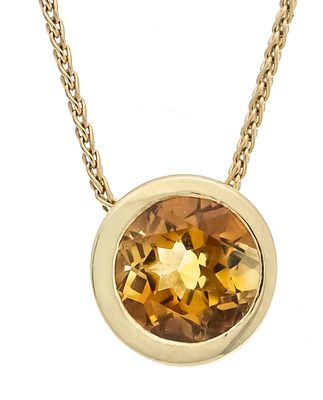 Citrine pendant GG 585/000 with a round-faceted citrine 6 mm in a slightly brownish 