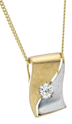 Brilliant-cut pendant GG/WG 333/000 partially matte-finished, set with a 0.15 ct W/VS-SI 
