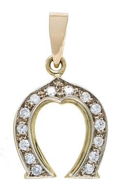 Horseshoe pendant GG/WG 750/000 with 14 brilliant-cut diamonds, total 0.28 ct Wesselton – 