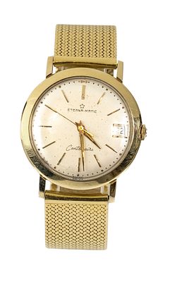 Eternamatic Centenaire men’s watch, steel/gold case (with gold bezel), 750/000 GG Milanese 