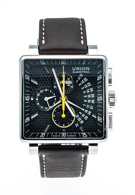 Union Glash&uuml;tte / SA., men’s watch, Ref. D003.525A, from 2008, automatic, full calendar with 