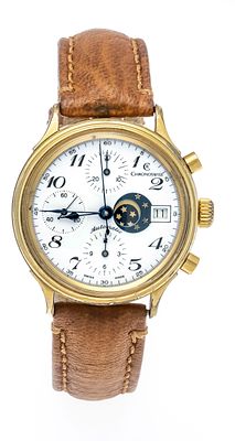 Chronoswiss men’s watch, chronograph from the Lunar series, Ref. 77.400 circa 1990, polished 