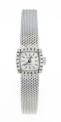 Anker ladies' watch 585/000 WG with 24 prong-set diamonds, total approx. 0.24 ct, polished 