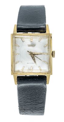 Tissot ladies' watch, 585/000 GG, automatic, circa 1955, domed plexiglass, screw-down case back 