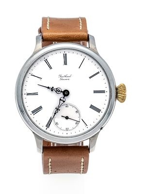 Berthoud Gen&egrave;ve wristwatch with pocket watch movement, Mariage, polished 925/000 silver case 