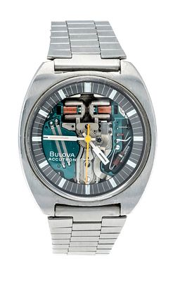 Bulova Accutron Spaceview, steel case, rare model, Ref. 3-230379, circa 1970, polished case 