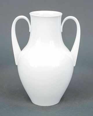 Vase, KPM Berlin, mark 1962–92, second choice, Salier form with side handles, designed by 