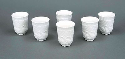 Six mugs, Meissen, late 20th century, first-grade quality, re-creation of the famous Swan 